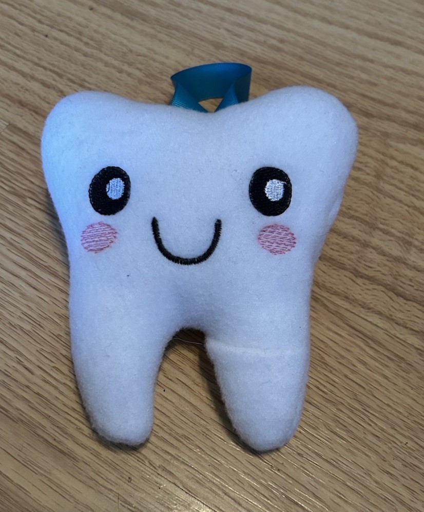 Tooth Pillow Plush Tooth Fairy Pocket White Never Used 6” With Hanger