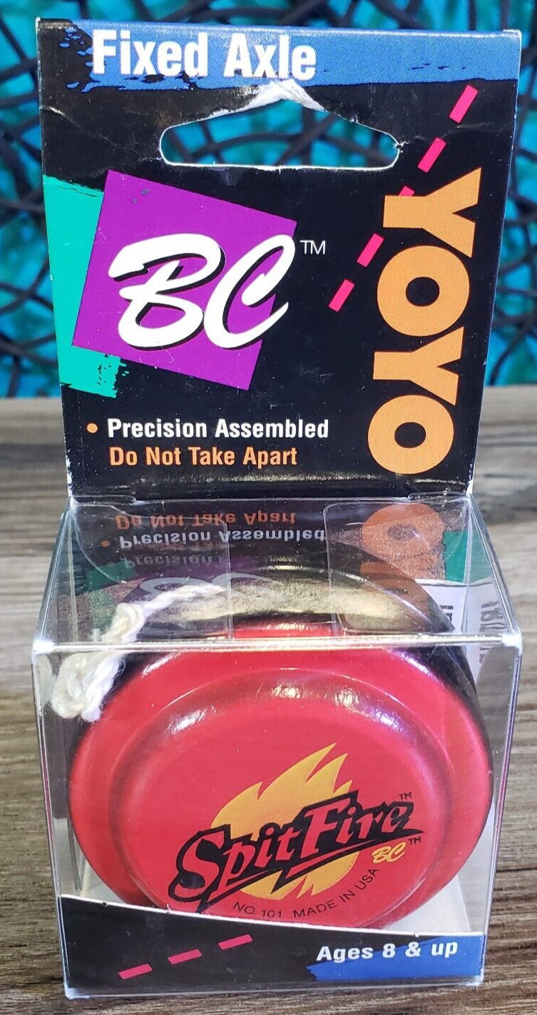 VTG BC YOYO SPITFIRE Red Black HANDCRAFTED HARDWOOD USA 1999 Fixed Axle #20125