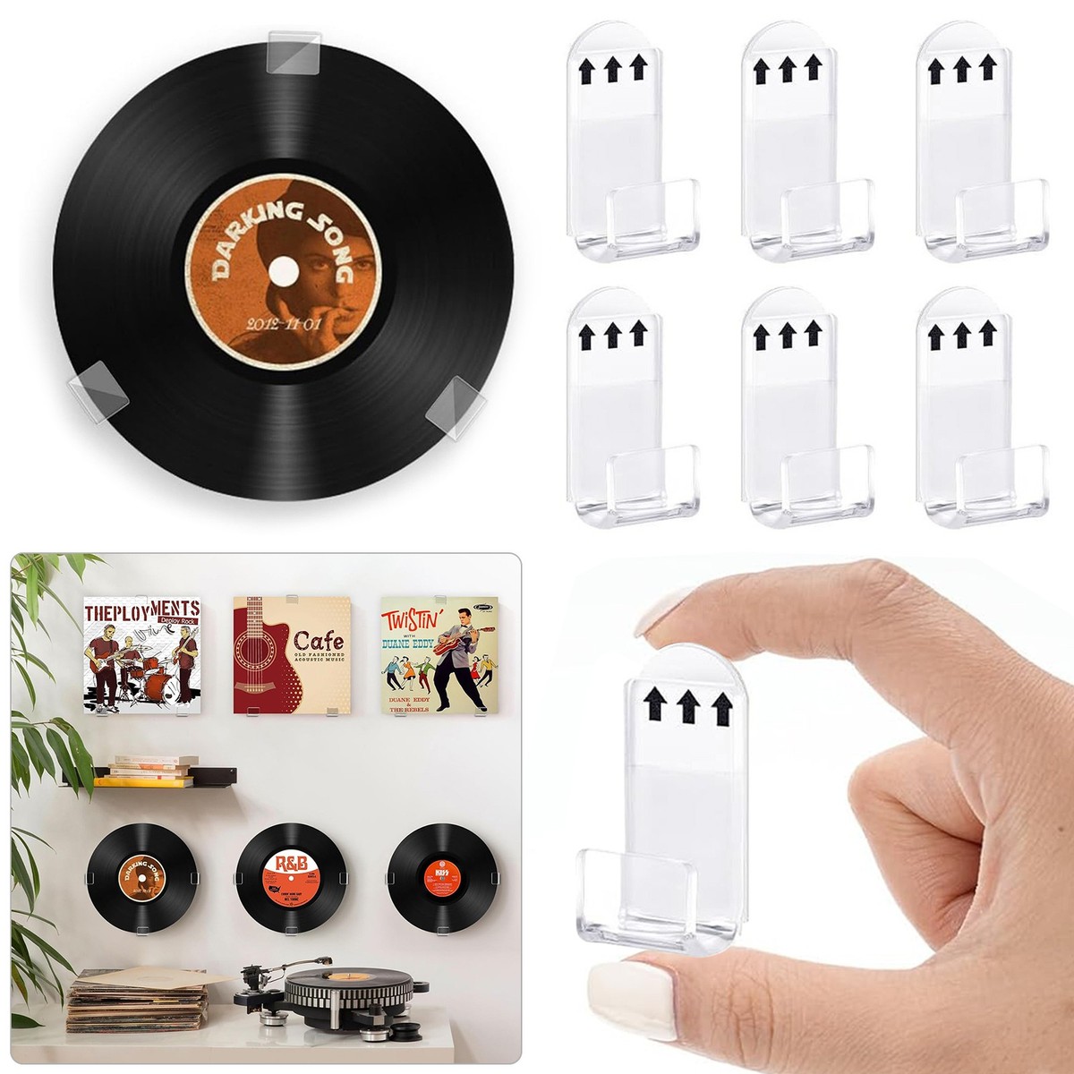 Clear Acrylic Vinyl Record Display Wall Mount Holder for Music Records Collector