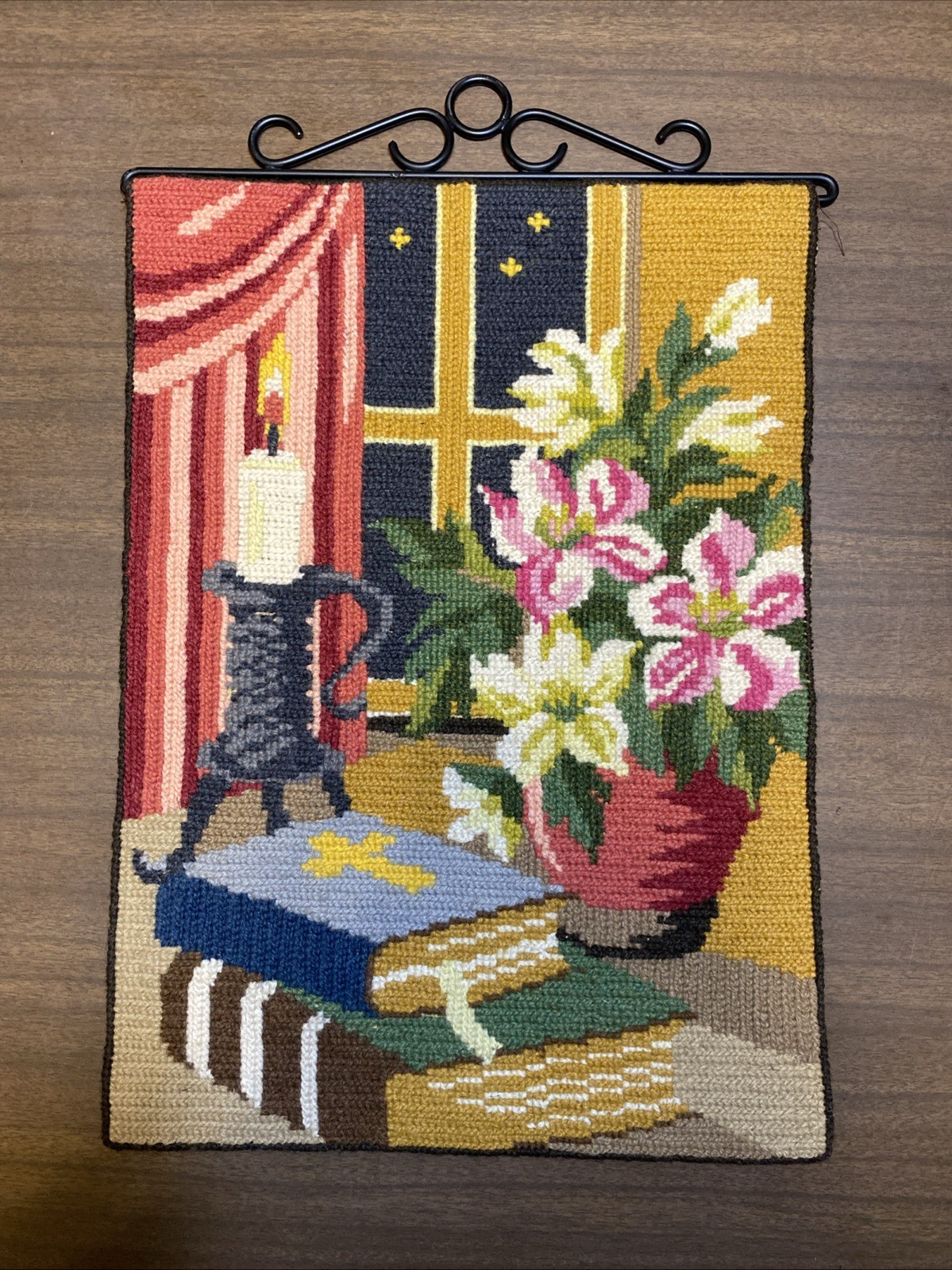 Vtg Swedish Religious Nordic Traditional Tapestry Woven Needlework 11.5 X 16” @
