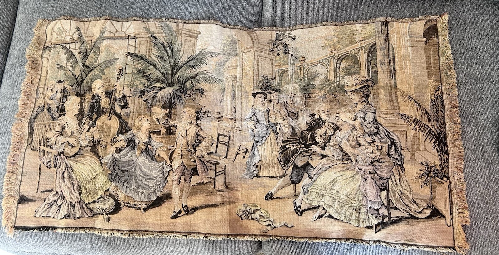 Antique Vintage Tapestry Circa 1920 37” X 18.5” Made in Belgium