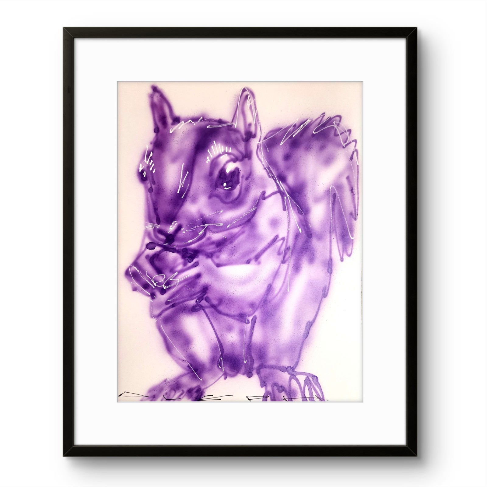 Aleph Original Art Squirrel 14x11 Abstract Expressionist Painting Gallery Paper