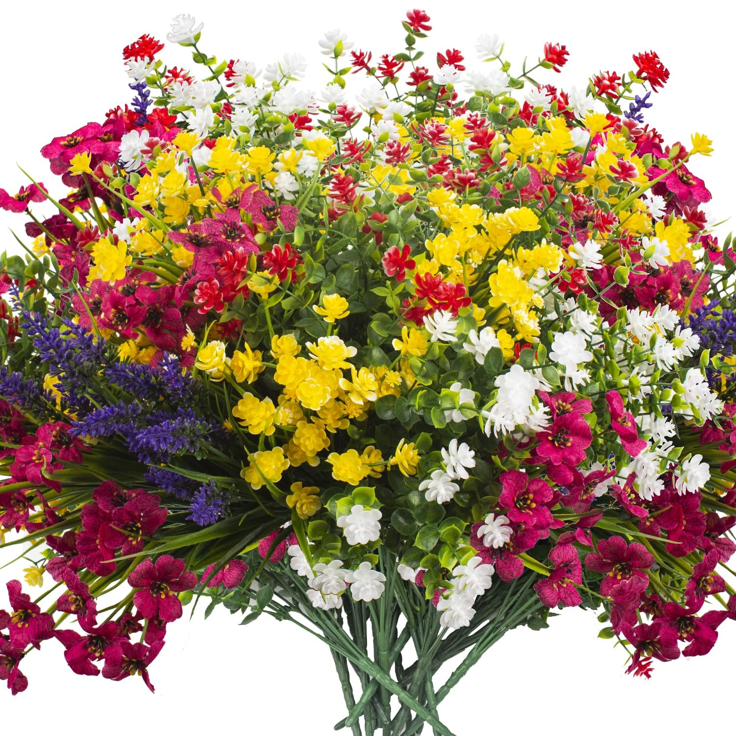 Grunyia 20 Bundles Artificial Flowers for Outdoors, UV Resistant Fake Mix 