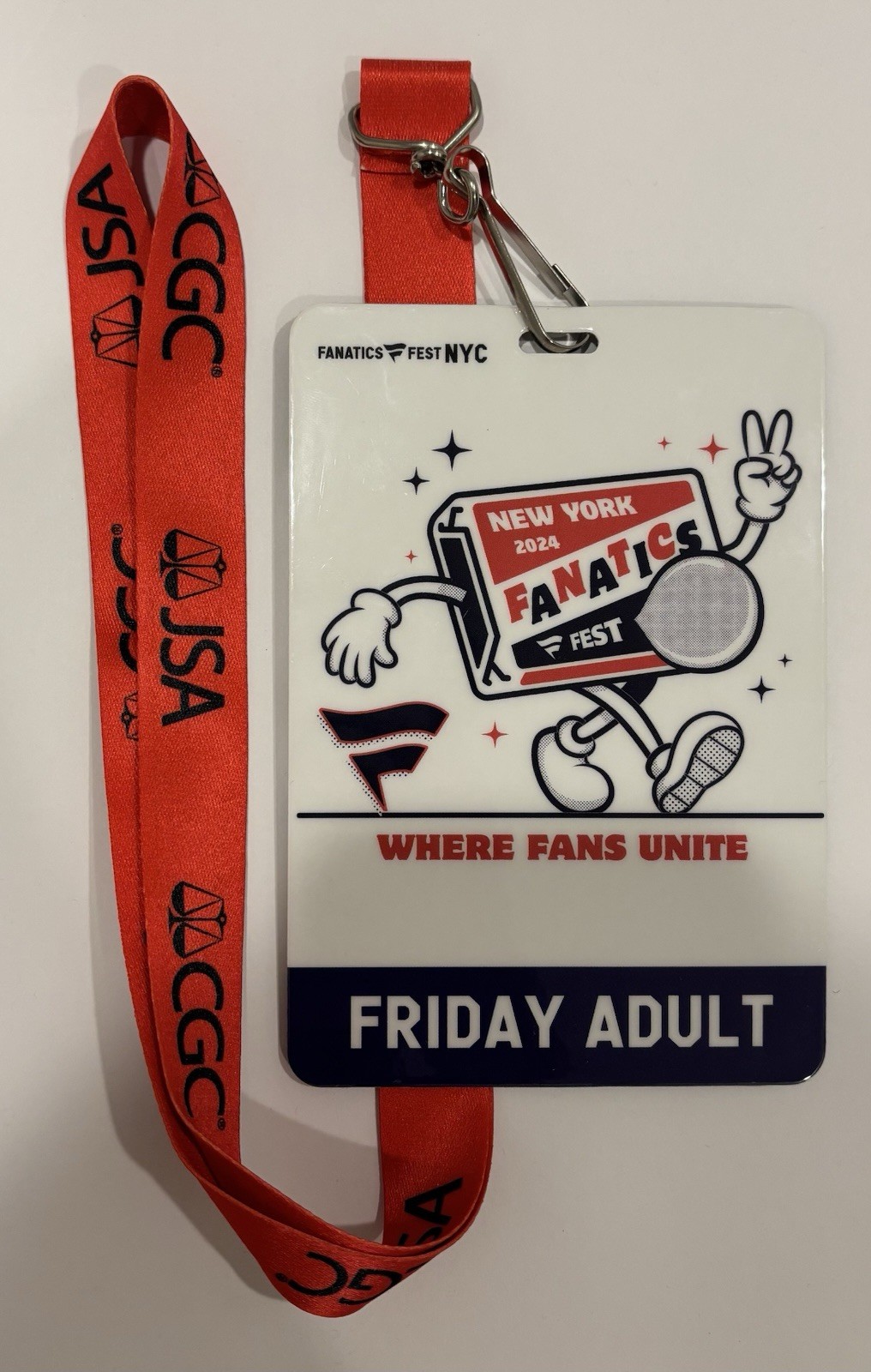 Inaugural FANATICS FEST 2024 Day 1 Friday Adult 8/16/24 Pass with Lanyard RARE!