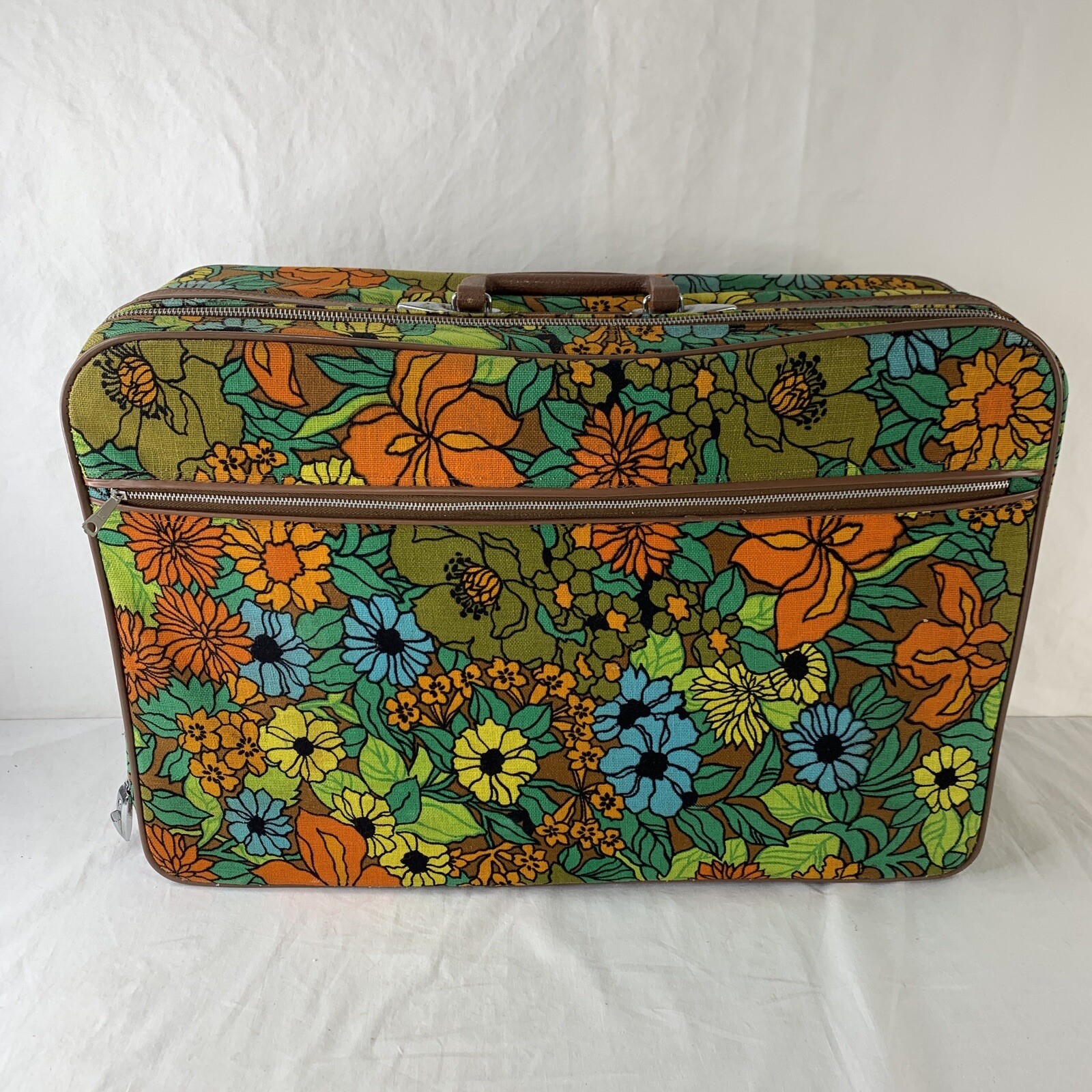 Vintage Flower Power Suitcase Luggage 60s-70's BoHo Hippee bold galaxy trav-ler