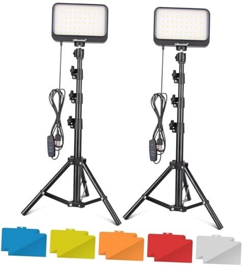  LED Video Light Kit, 2Pcs Dimmable Continuous Portable 10 Color Filters