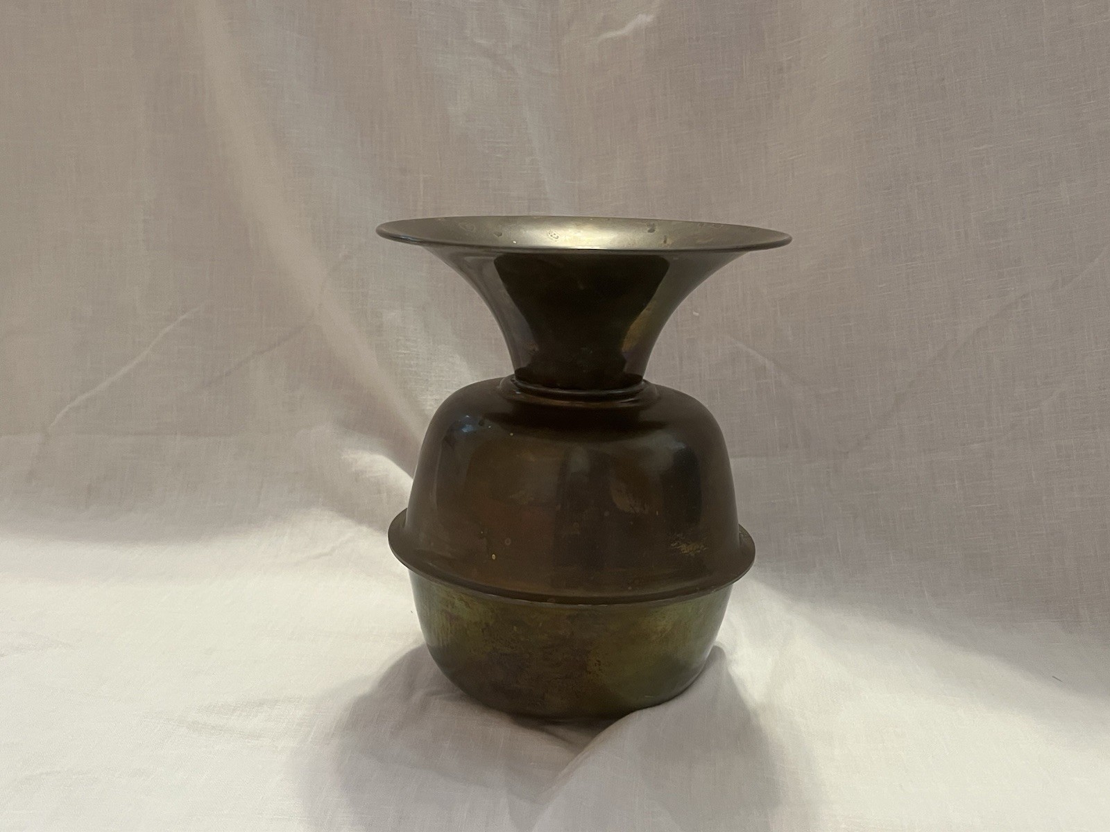 Vintage Large Brass Spittoon Bucket Planter Pot Vase Patina Mid Century Decor