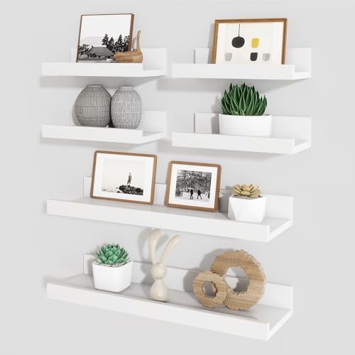  Picture Ledge Shelf, Floating Shelves for Wall Decor Storage Set 16inch White