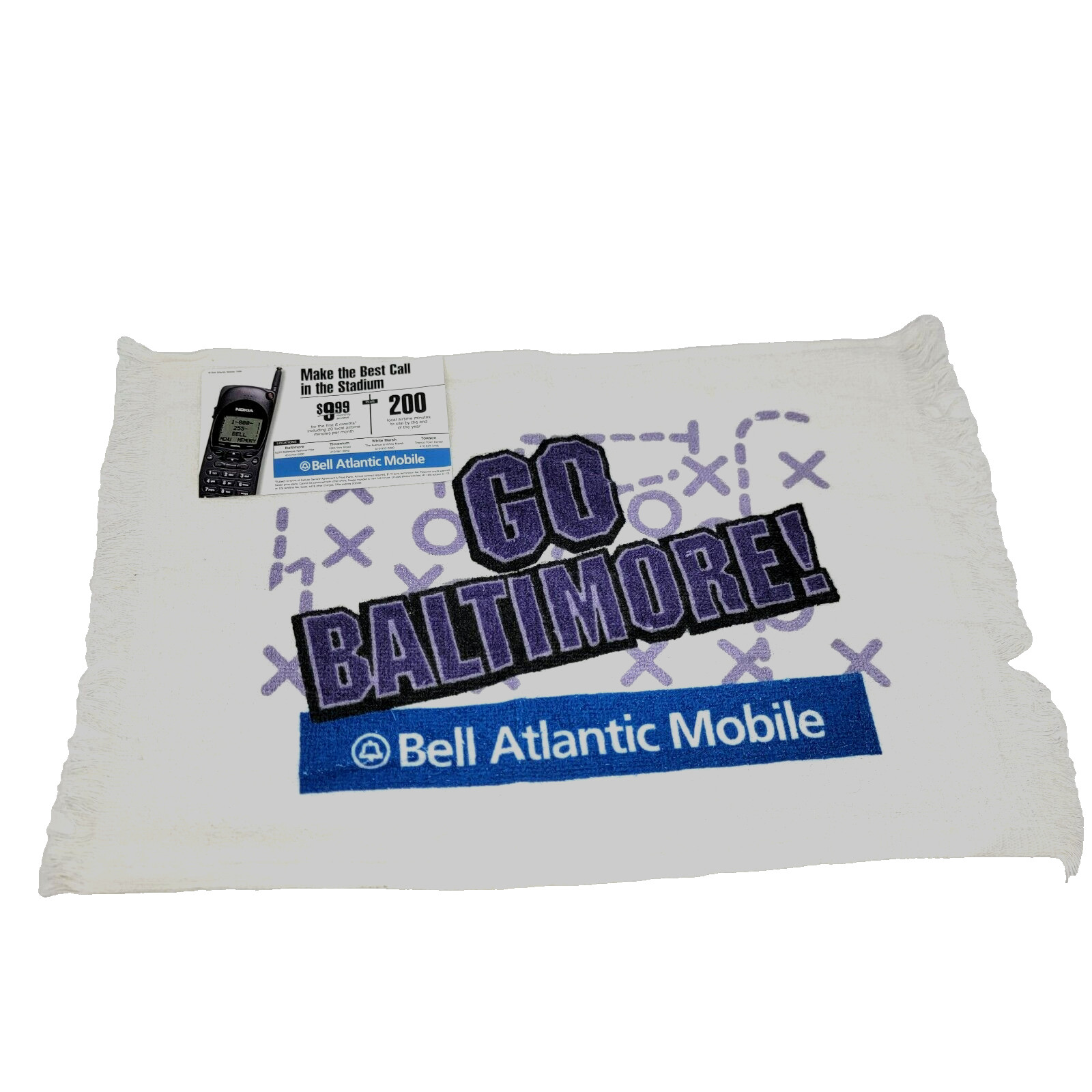 Baltimore Ravens NFL Football Bell Atlantic Mobile Rally Towel 11"x16"