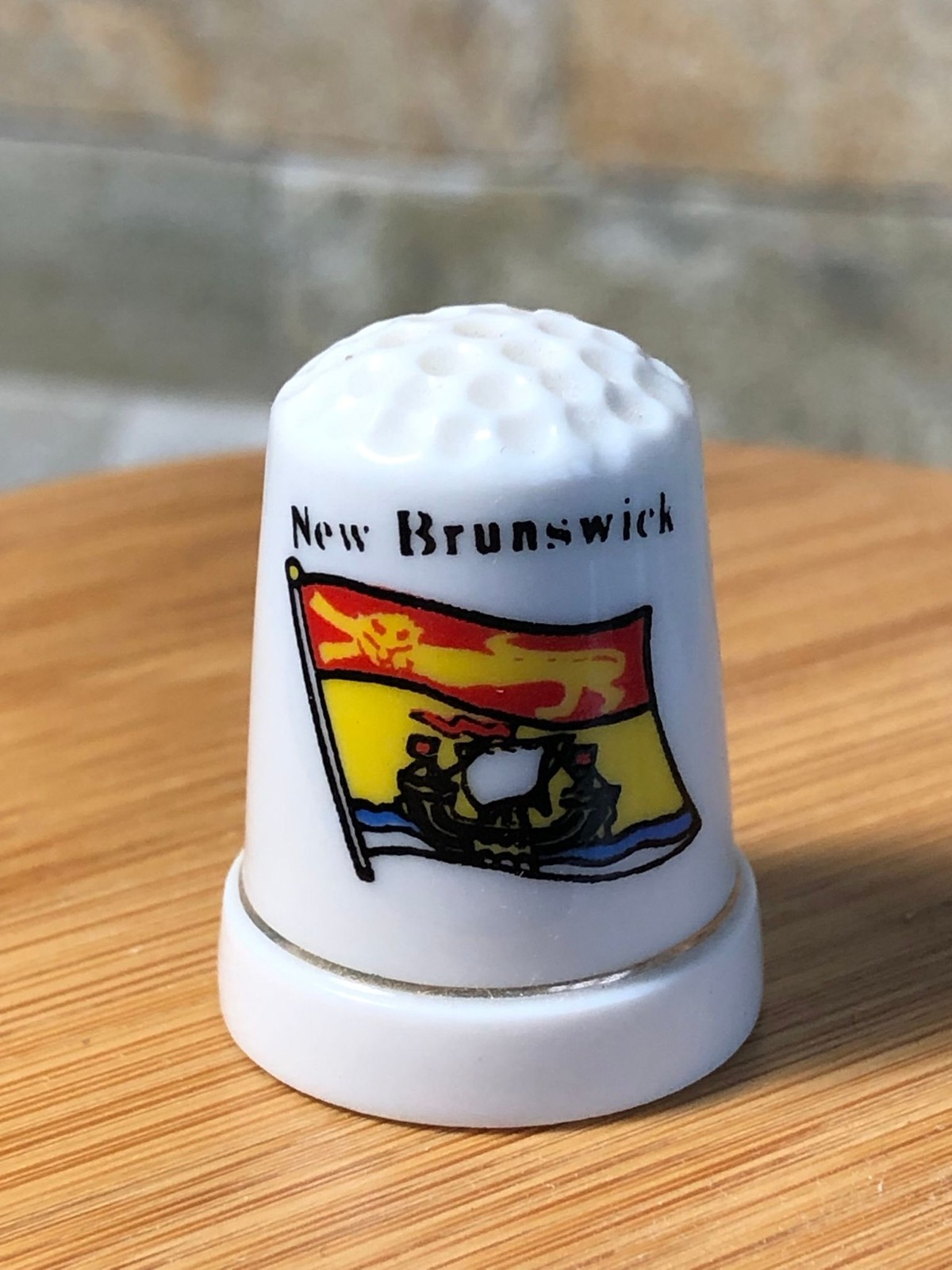 New Brunswick Porcelain Thimble Canada Souvenir Silver Band Small Collectible