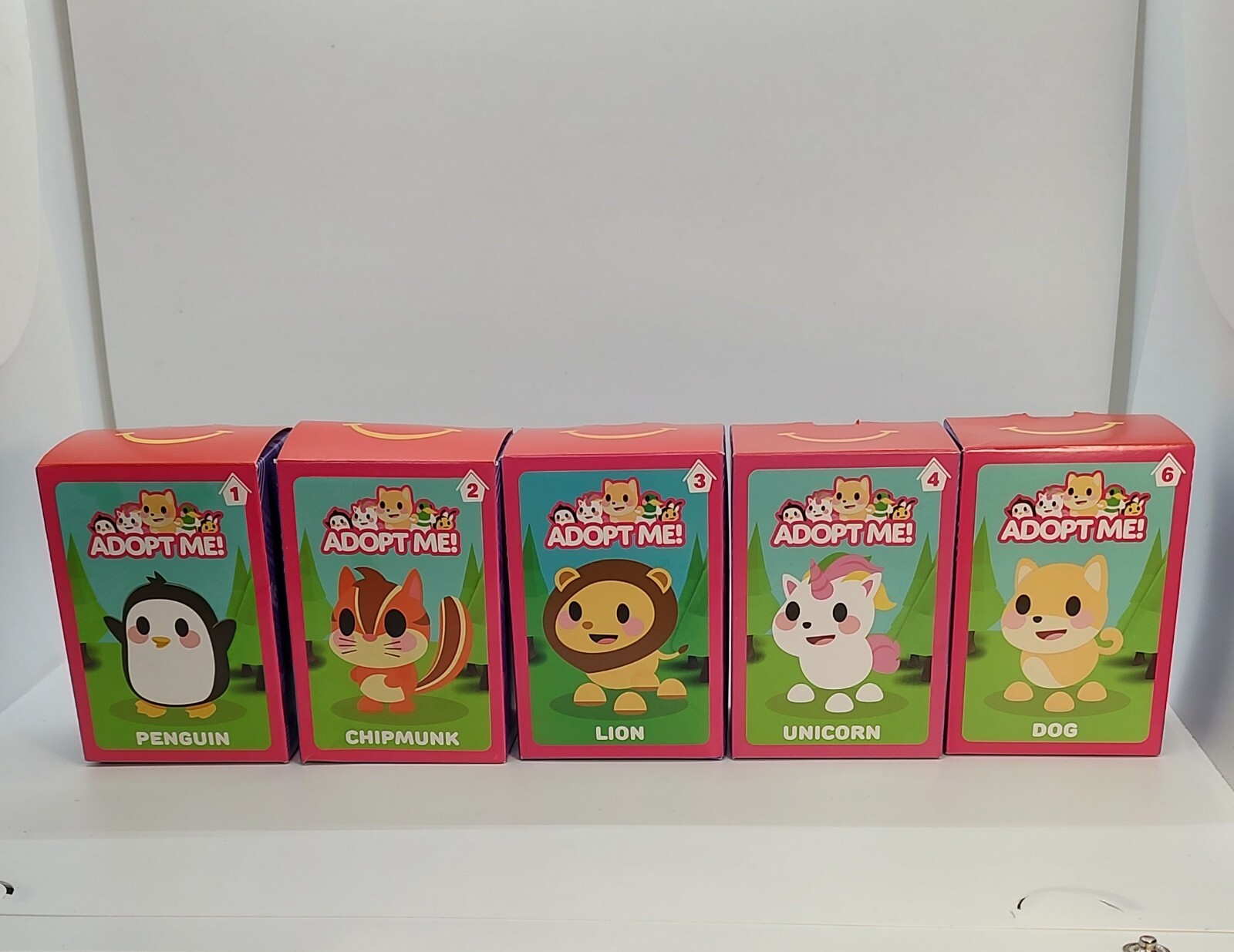 Lot Of 5 -2023 McDonald's H.M. Toy-Adopt Me- #'s 1,2,3,4,6  w/Stickers & Cards