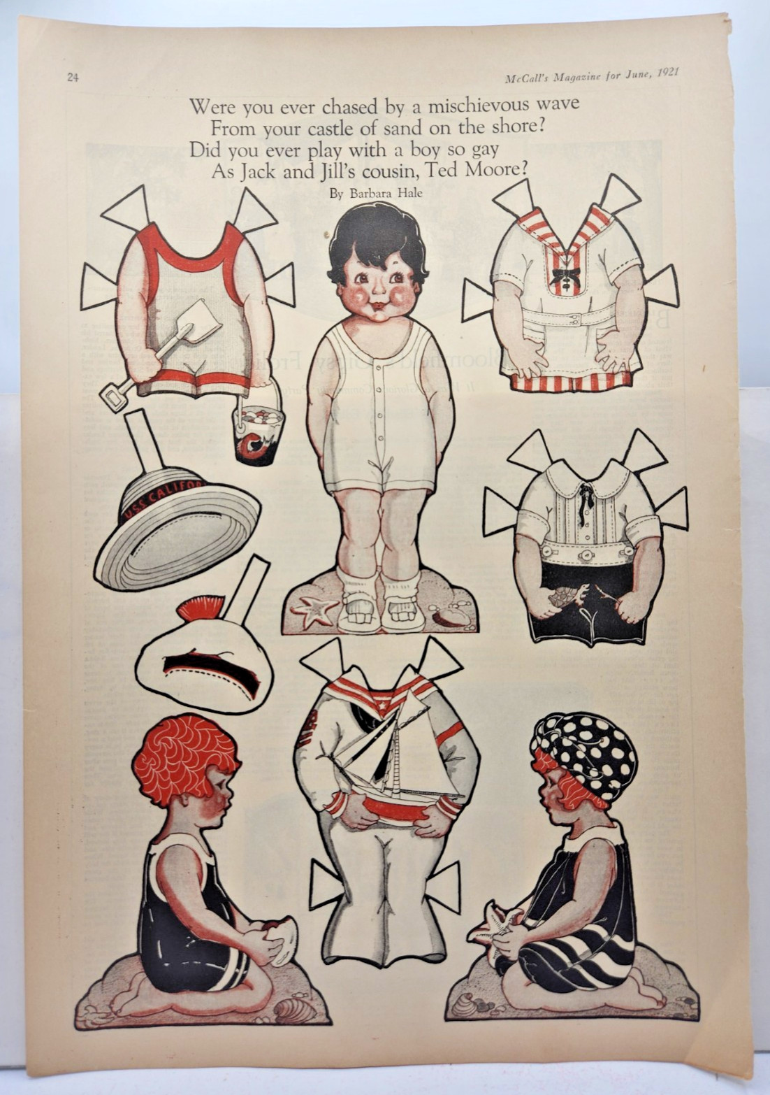 Ted Moore or Jack N Jill's Cousin Paper Doll Page - McCall's Magazine June  1921