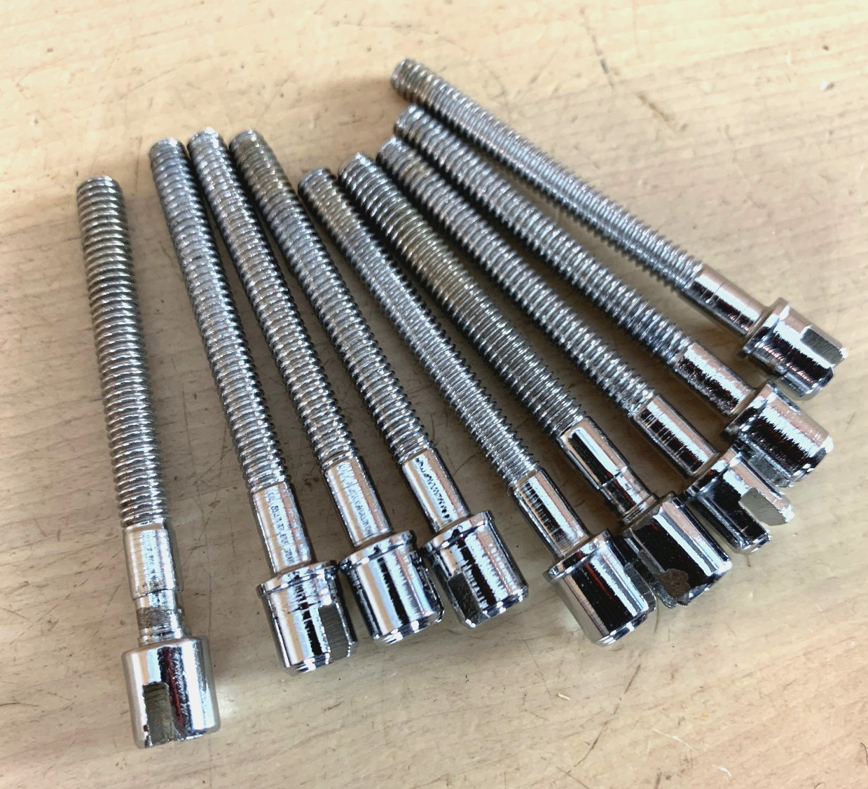 Lot of 9x SONOR Slot Head TENSION ROD Parts Tom Snare Drum 2-1/8" 54mm 12-24