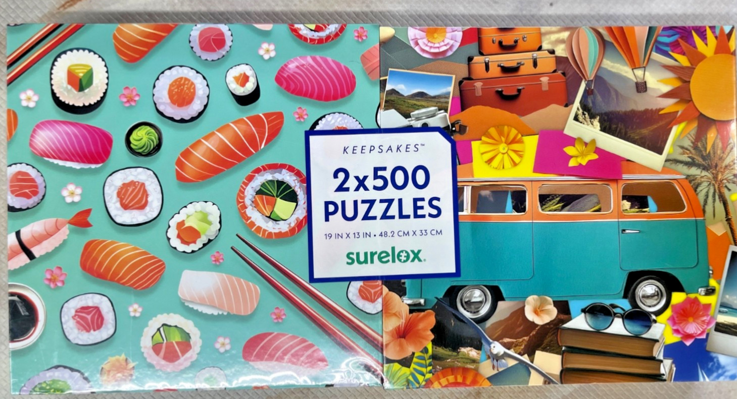 Colorful Collages 2 x 500 Piece Surelox Jigsaw Puzzles, Brand New-Sealed Boxes!