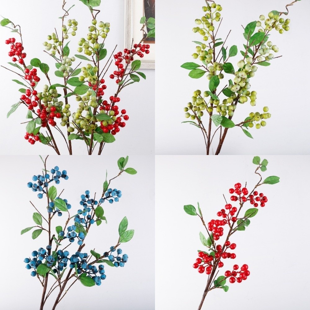Faux Good Luck Fruits Artificial Foam Berries Branch  Home Garden Decor