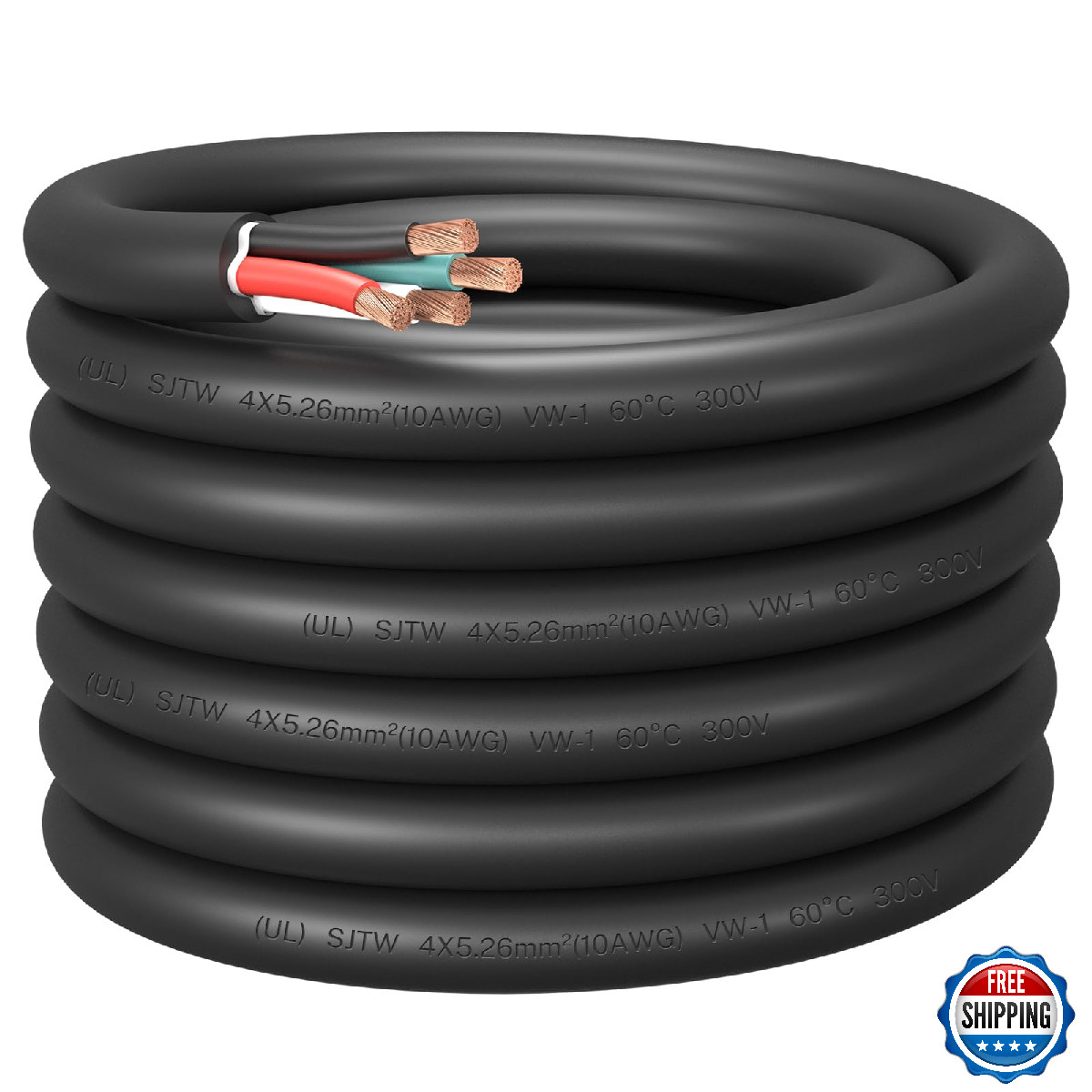 FIRMERST 20ft 10/4 Gauge Portable Power Cable Heavy Duty Electrical Wire 300V