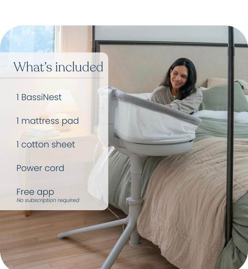 HALO BassiNest Swivel Sleeper 3.0 Gray Baby Bassinet;  Smart Bassinet; Free App 