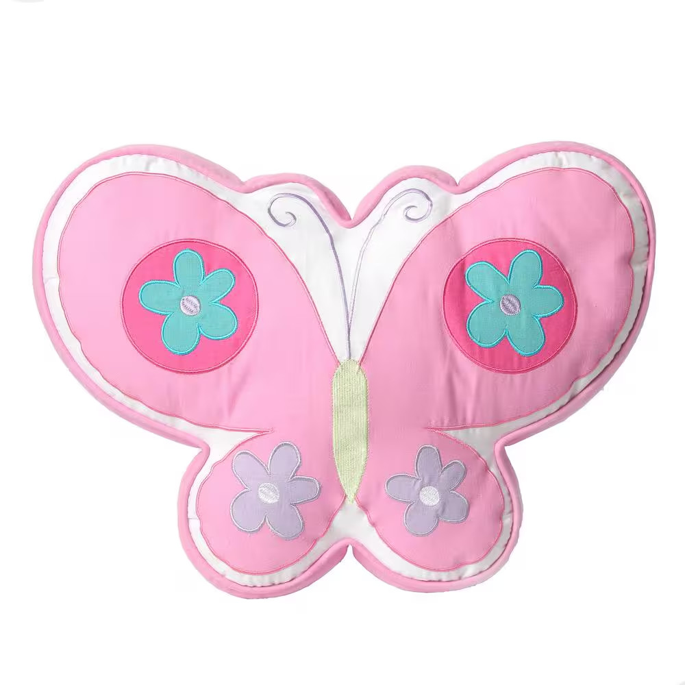 Multi-Colored Cotton Floral Butterfly Bloom Tulip Daisy Embroidery 18 In. X 14 I