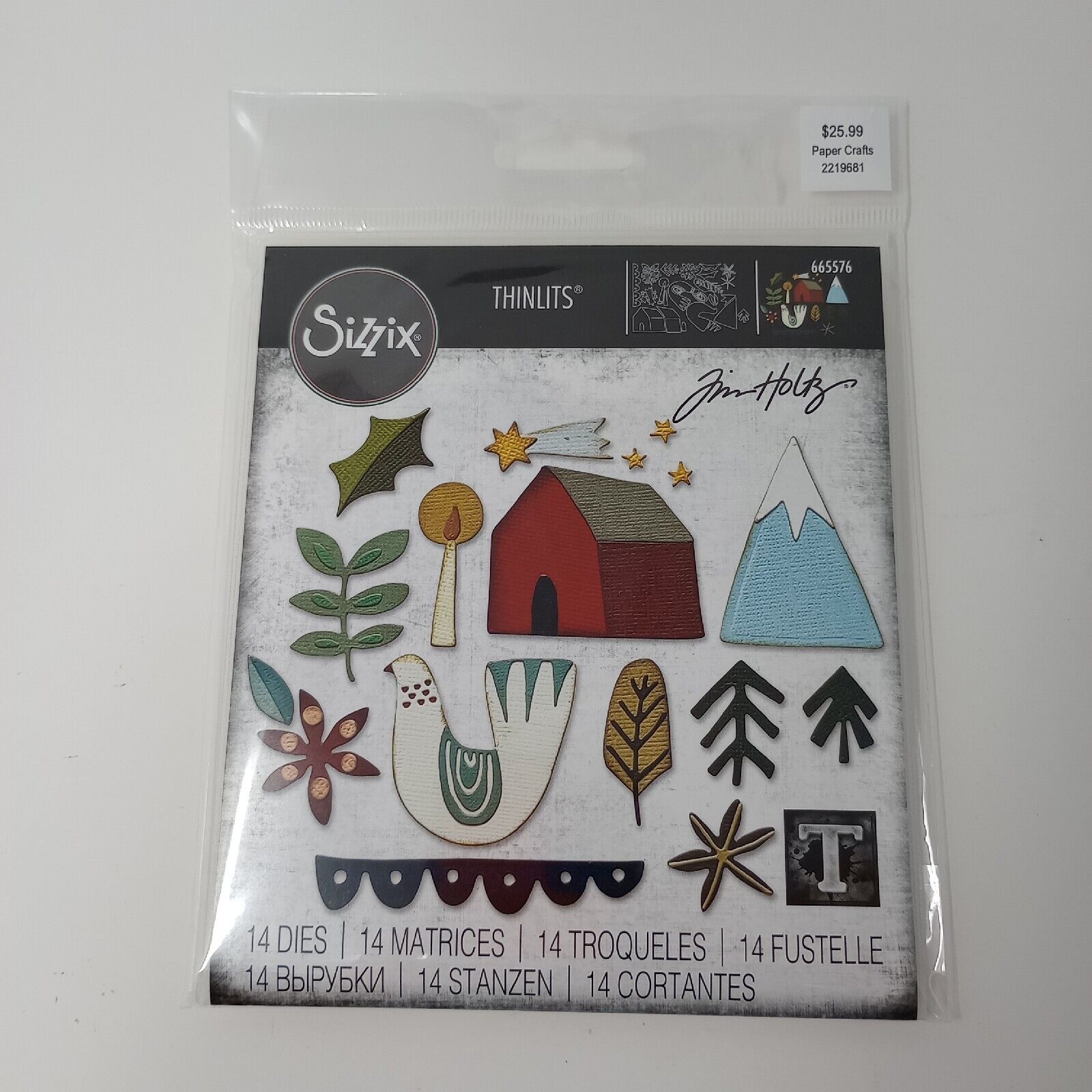 Tim Holtz Sizzix Thinlits 14 Dies Funky Nordic # 665576 New & Sealed
