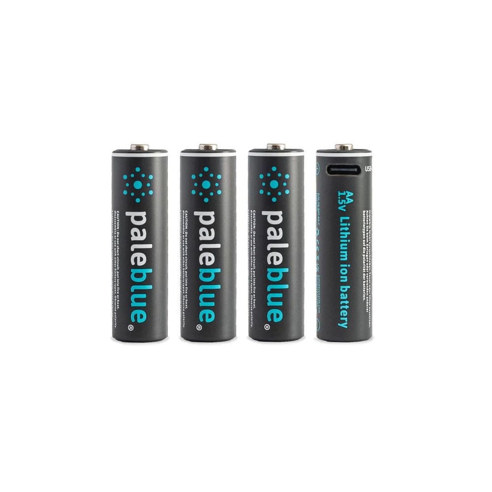 USB Rechargeable AA Batteries by Pale Blue, Lithium Ion 1.5v 1700 mAh, Char
