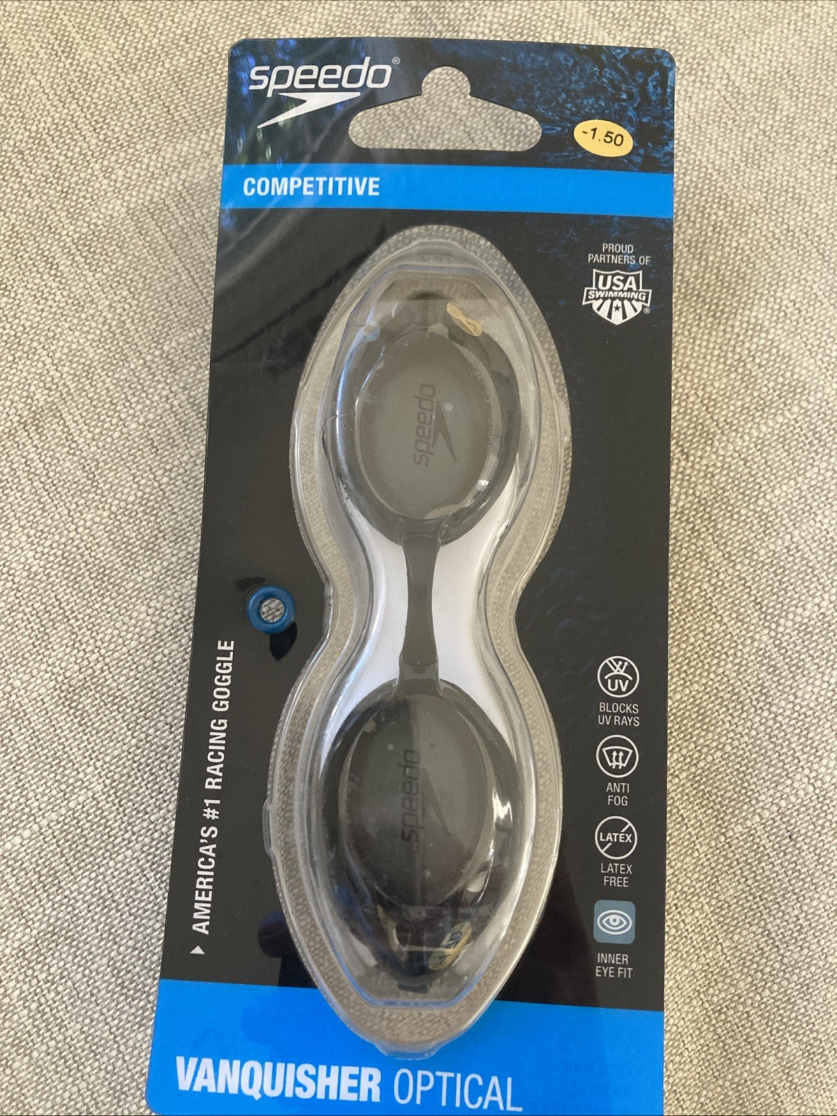 Speedo Vanquisher Optical Swim Goggles -1.50 Diopter Smoke Tint