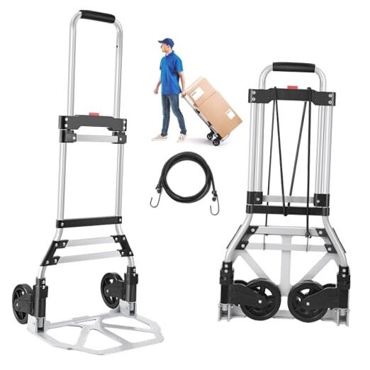 Folding Hand Truck and Dolly, 200 LB Capacity Upgraded Aluminum Dolly Cart, 