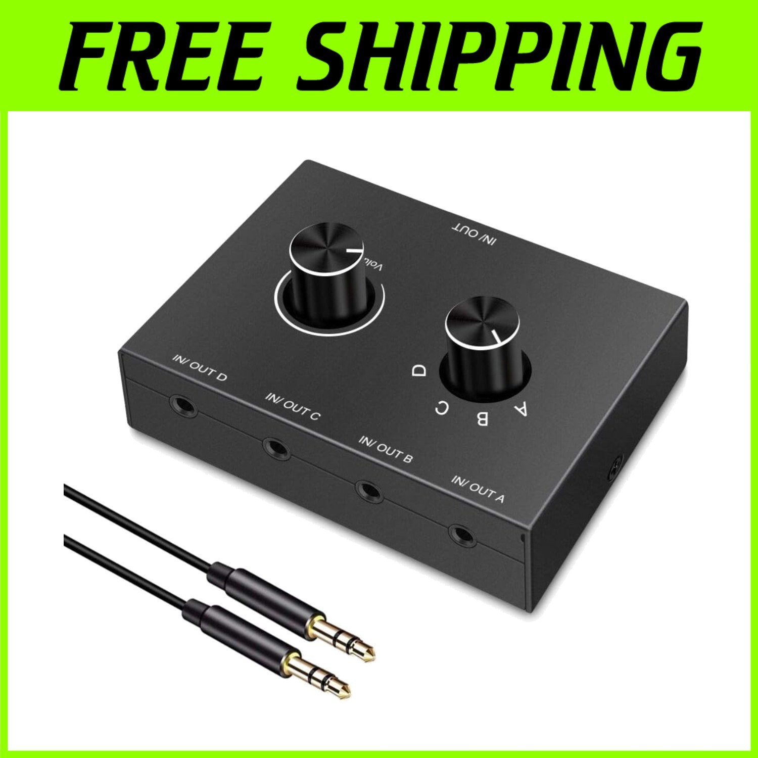 Bidirectional 4 Port Audio Switcher - No Noise Interference