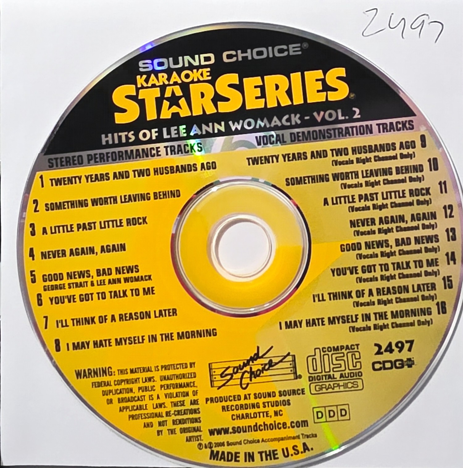 SC2497 LEE ANN WOMACK    SOUND CHOICE KARAOKE CDG  LOT LONG DRIVE