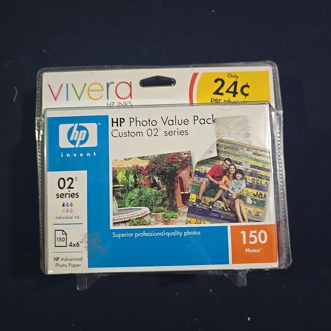 GENUINE HP 02 Photo VALUE PACK 6 Ink Cartridges 150 Sheets Photo Paper, SEALED!