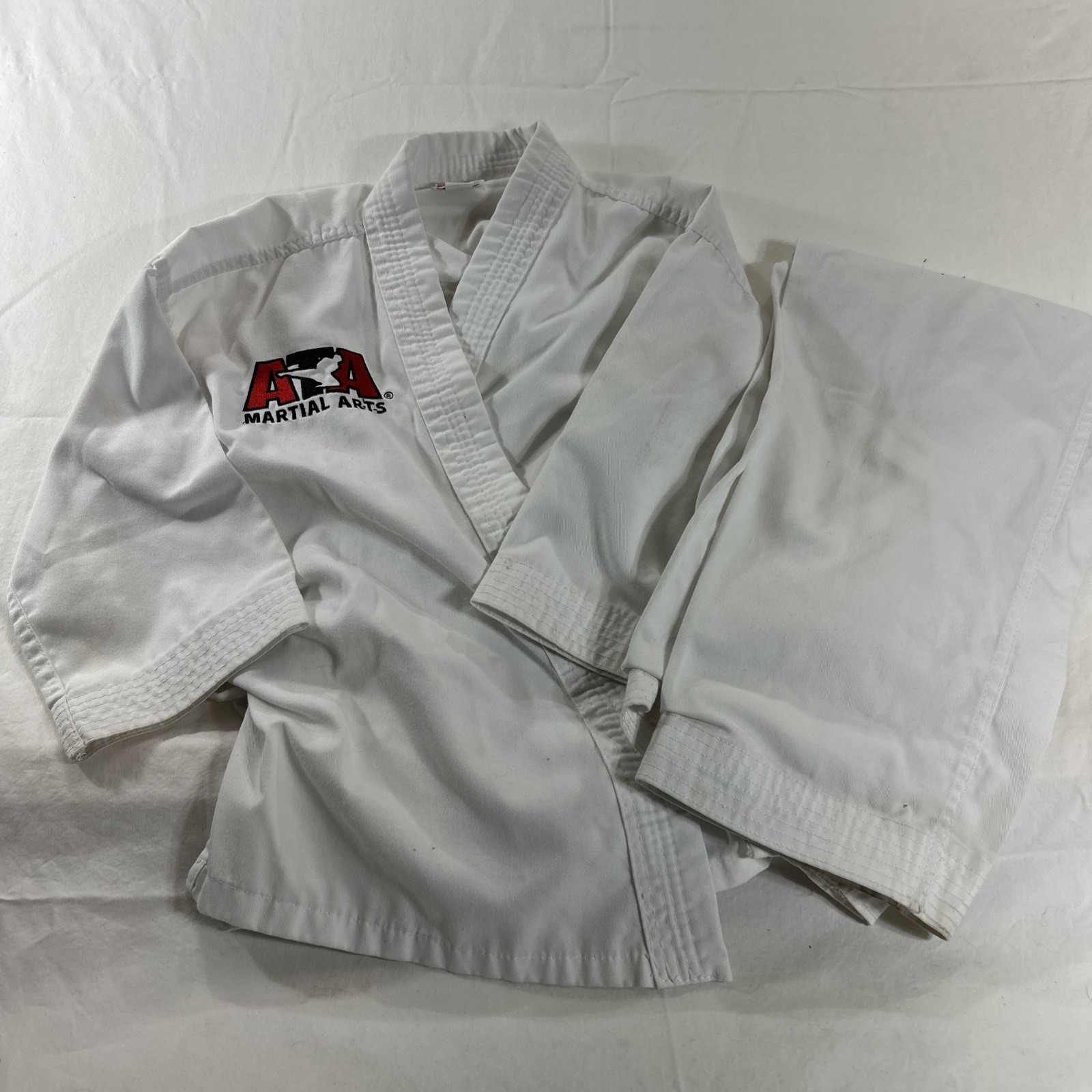 ATA Martial Arts Karate Gi Uniform Kids Size 0 • White Taekwondo Dojang Suit