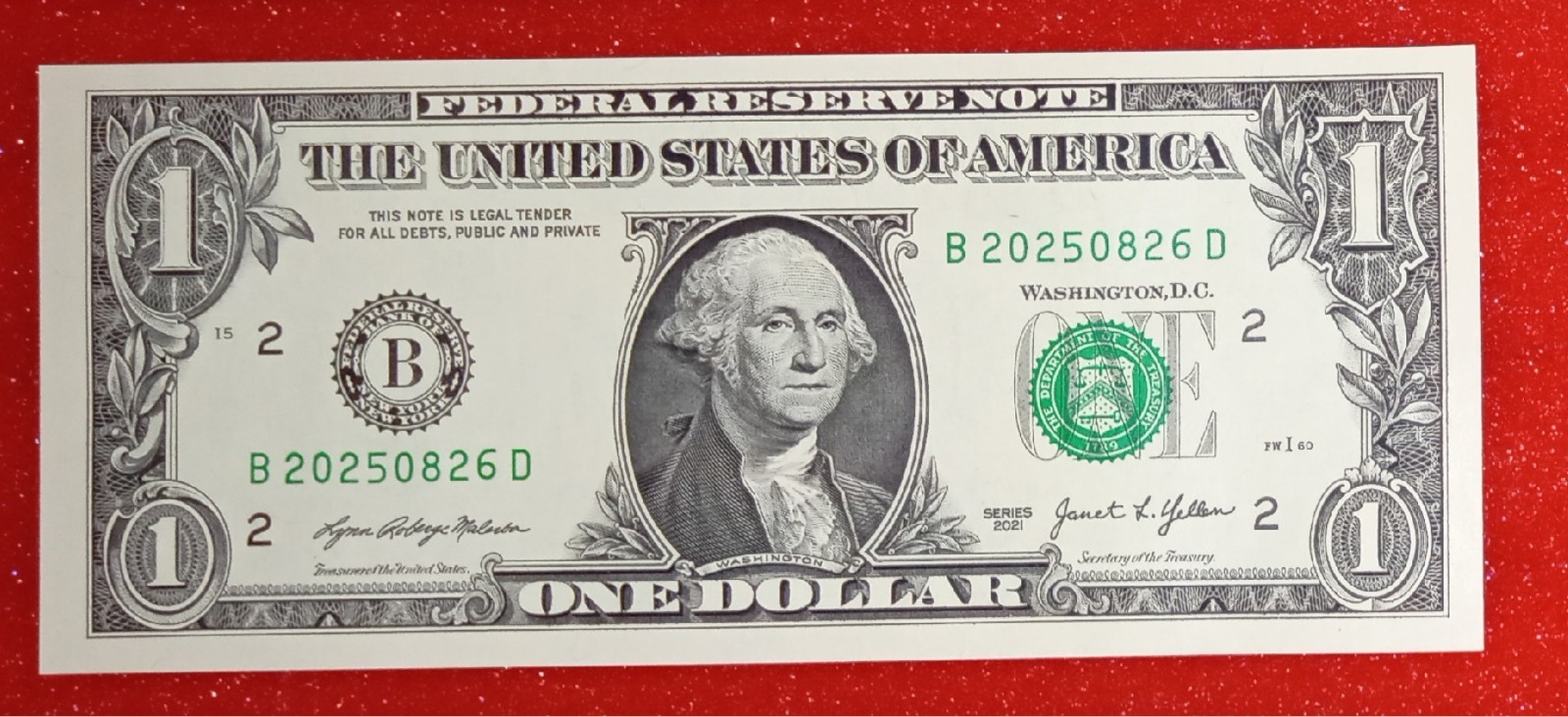 Aug. 26, 2025 Birthday/Anniversary Note B20250826D Fancy Serial Number $1 Bill