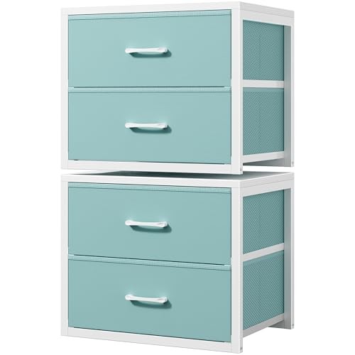  Stackable Storage Drawers Closet Organizers M(11.2"D x 15.2"W x 16.1"H) Blue