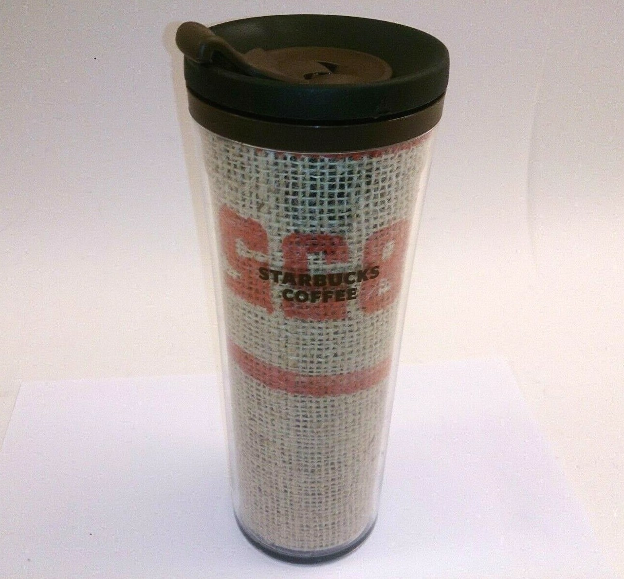 Starbucks Burlap Inserted Brown Fabric Tumbler 16 oz From 2010