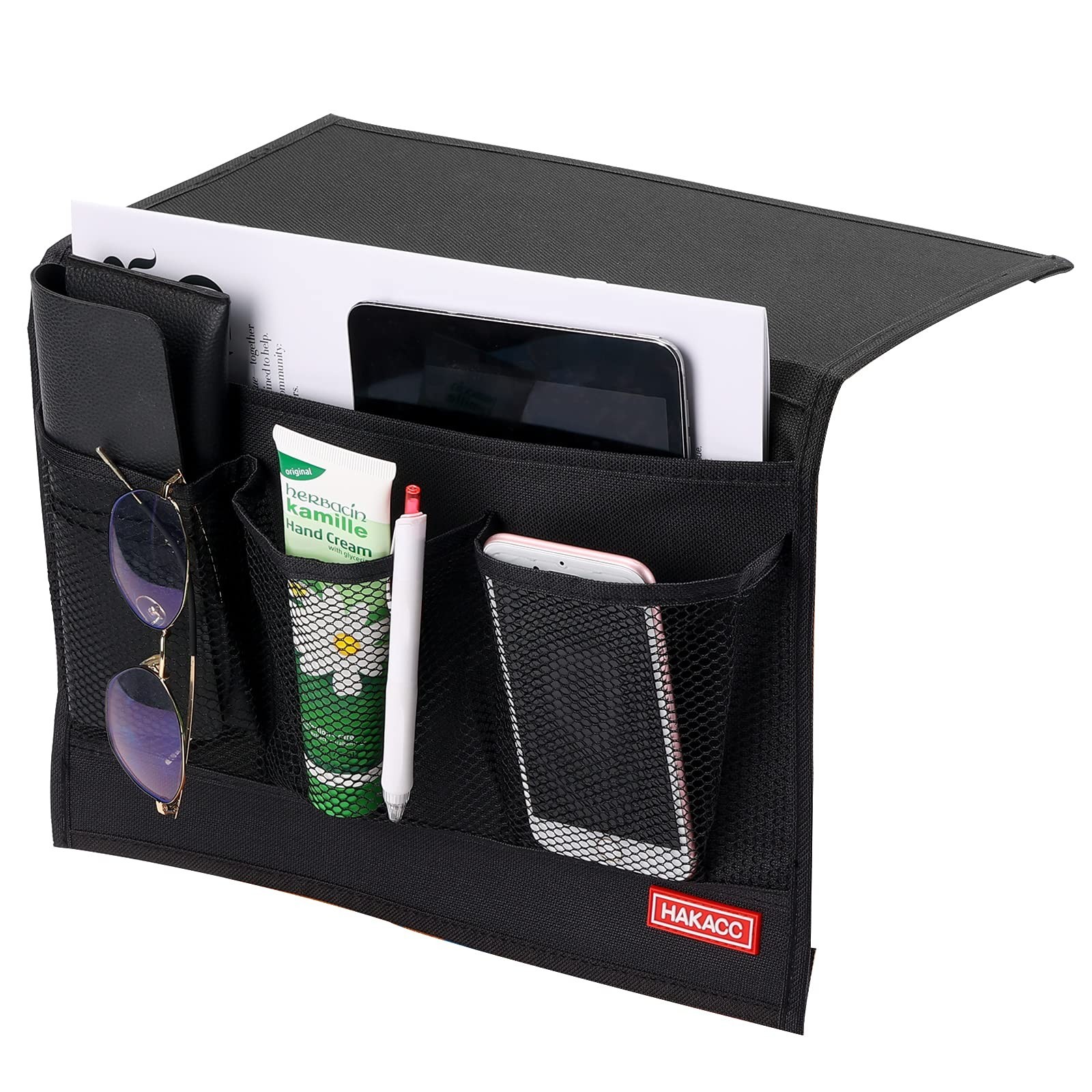 HAKACC Bedside Storage Organizer with Pockets，Bedside Caddy,Remote Contro