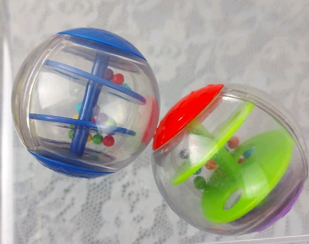 Baby Einstein Bright Starts Replacement Sensory Balls Lot of 2 Rattle Bath Toy