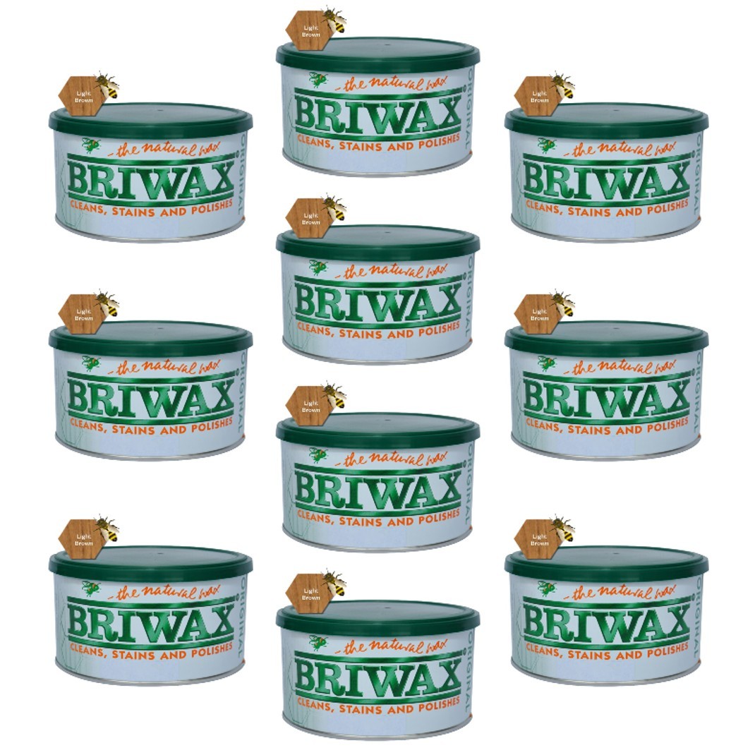 1 Lb Light Brown Furniture Wax Polish by Briwax Cleans Stains & Polishes 10 Pack
