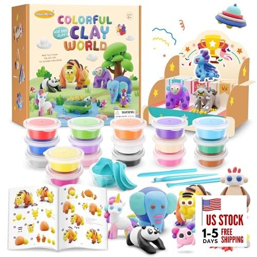  Air Dry Clay Kit for Kids - Comes with Instructional Guide Featuring 4 Scenes 