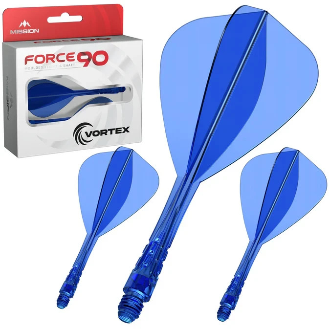 MEDIUM BLUE KITE MISSION FORCE 90  VORTEX 1 PIECE MOLDED SHAFT & FLIGHT