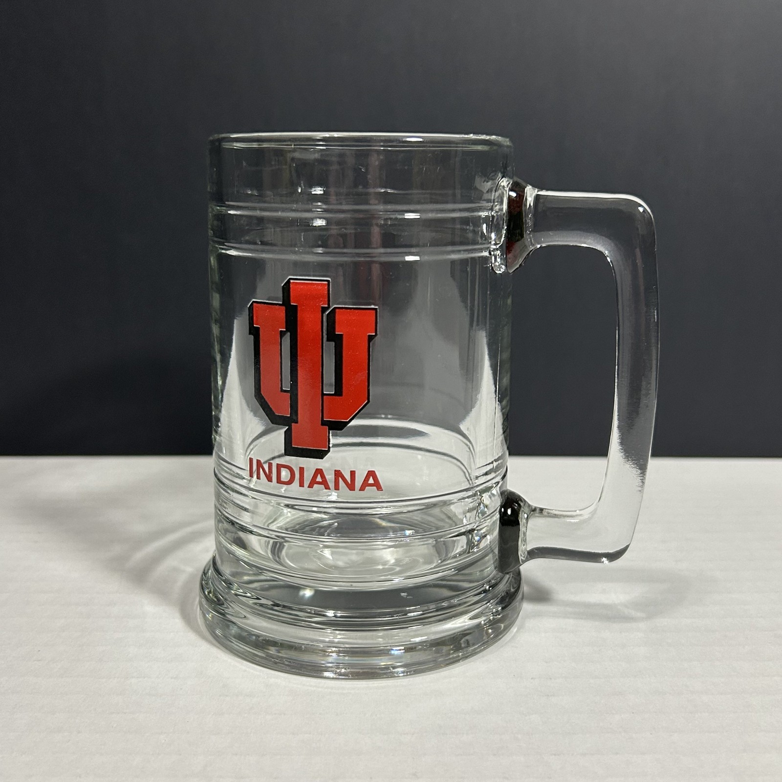 Vintage Indiana University IU Hoosiers Glass Beer Mug Stein Logo Barware