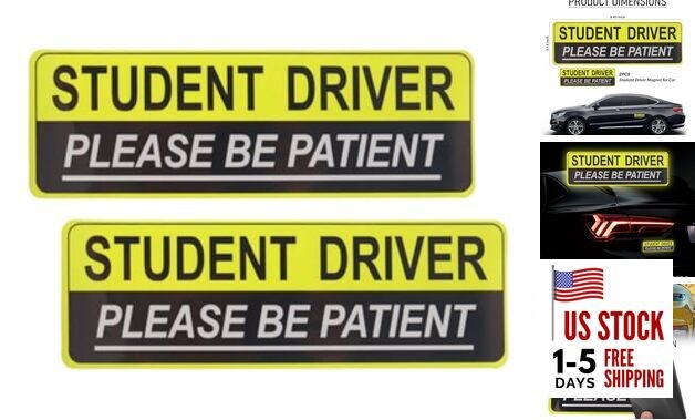 2PCS for Car,Reflective Student Driver Sticker Magnet for Student Driver Magnet