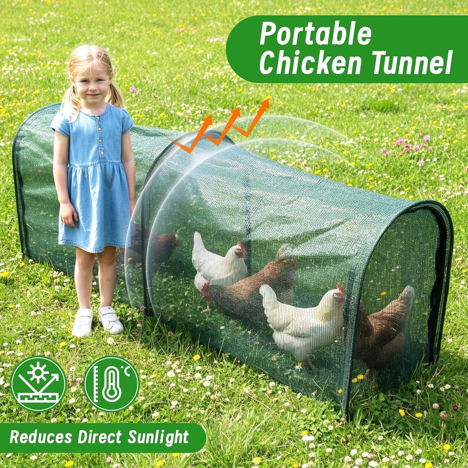 Foldable Chicken Run Tunnel 79" Portable Coop Extension