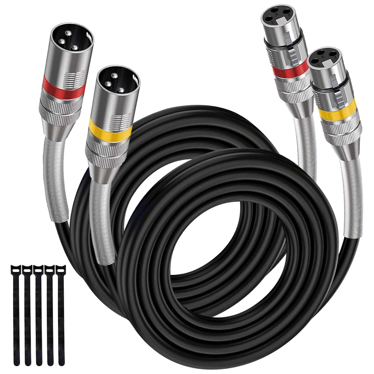 XLR Cables 8FT 2 Pack, Heavy Duty Oxygen-Free Copper 3-Pin Balanced Shielded XLR