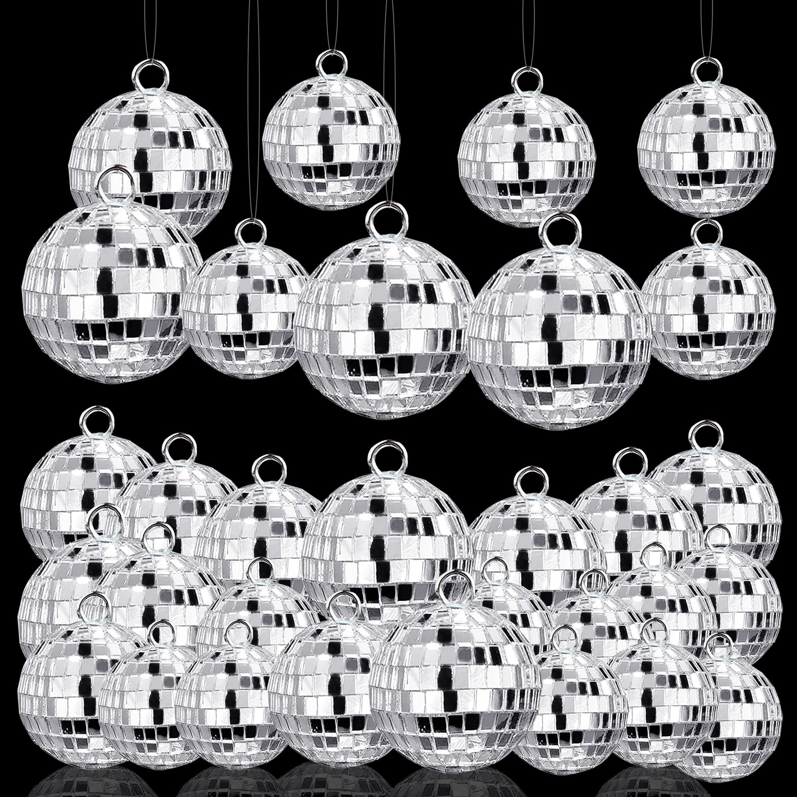 40 Pcs Disco Balls Ornaments Silver Mini Reflective 40 