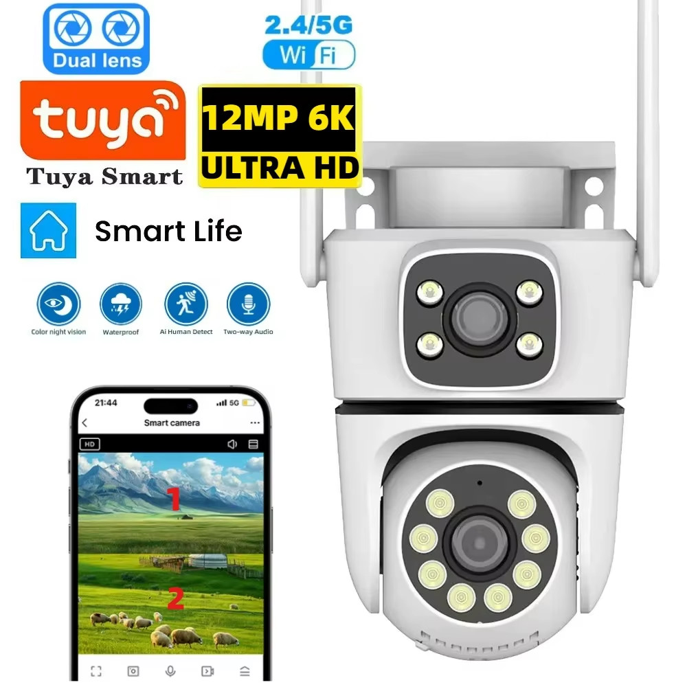 12MP 15MP Tuya UHD Dual Lens 5G Wifi IP Camera PTZ Outdoor Waterproof 6K Home Se