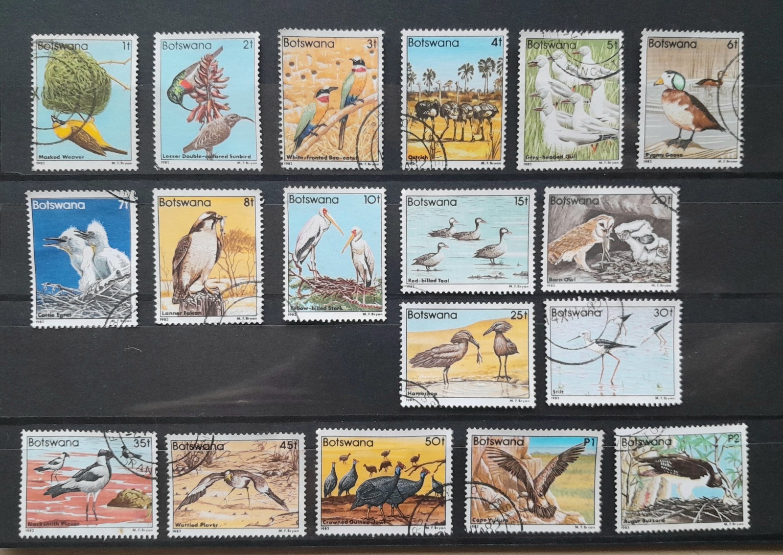 Botswana 1982 Birds complete set of 18 used stamps SG515 - 532