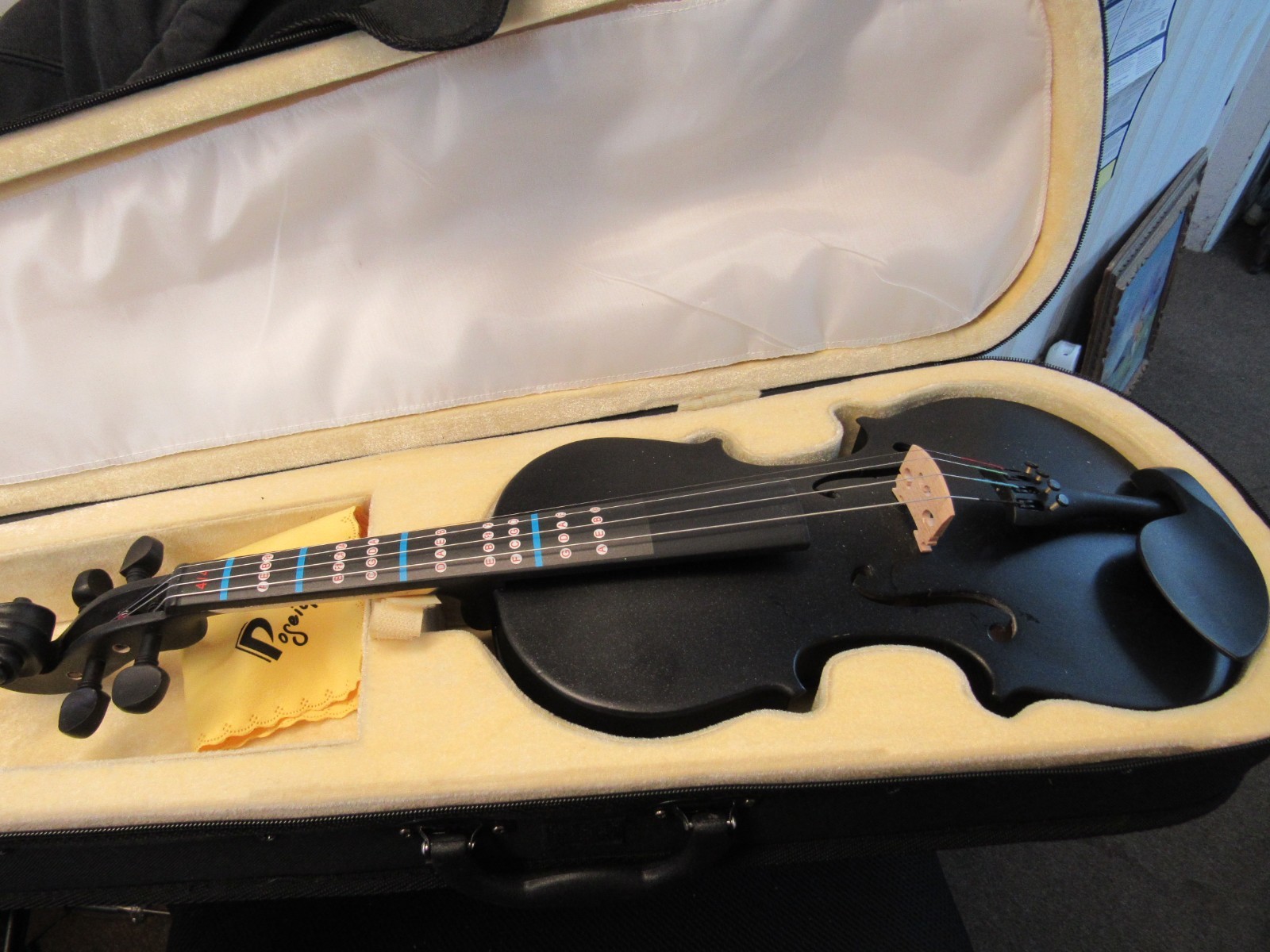 Poseidon Black 4-String Musical Instrument Violin With Carrying Case