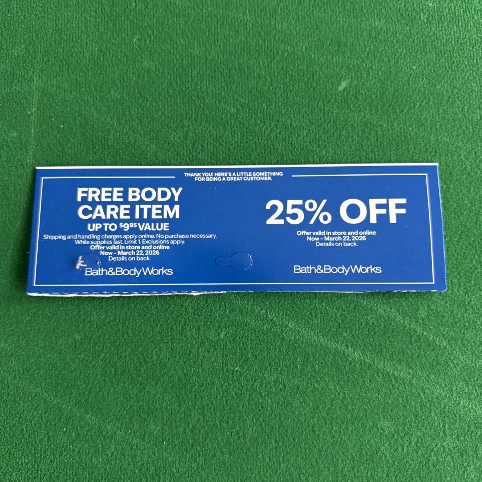 Bath&BodyWorks 25% Off + Full Body Care Item Coupon Lot 3/22/26