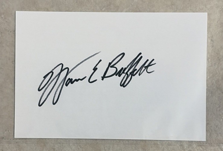 Warren Buffett Signed Berkshire Signed Index Card - See Photos - Very Good Auto