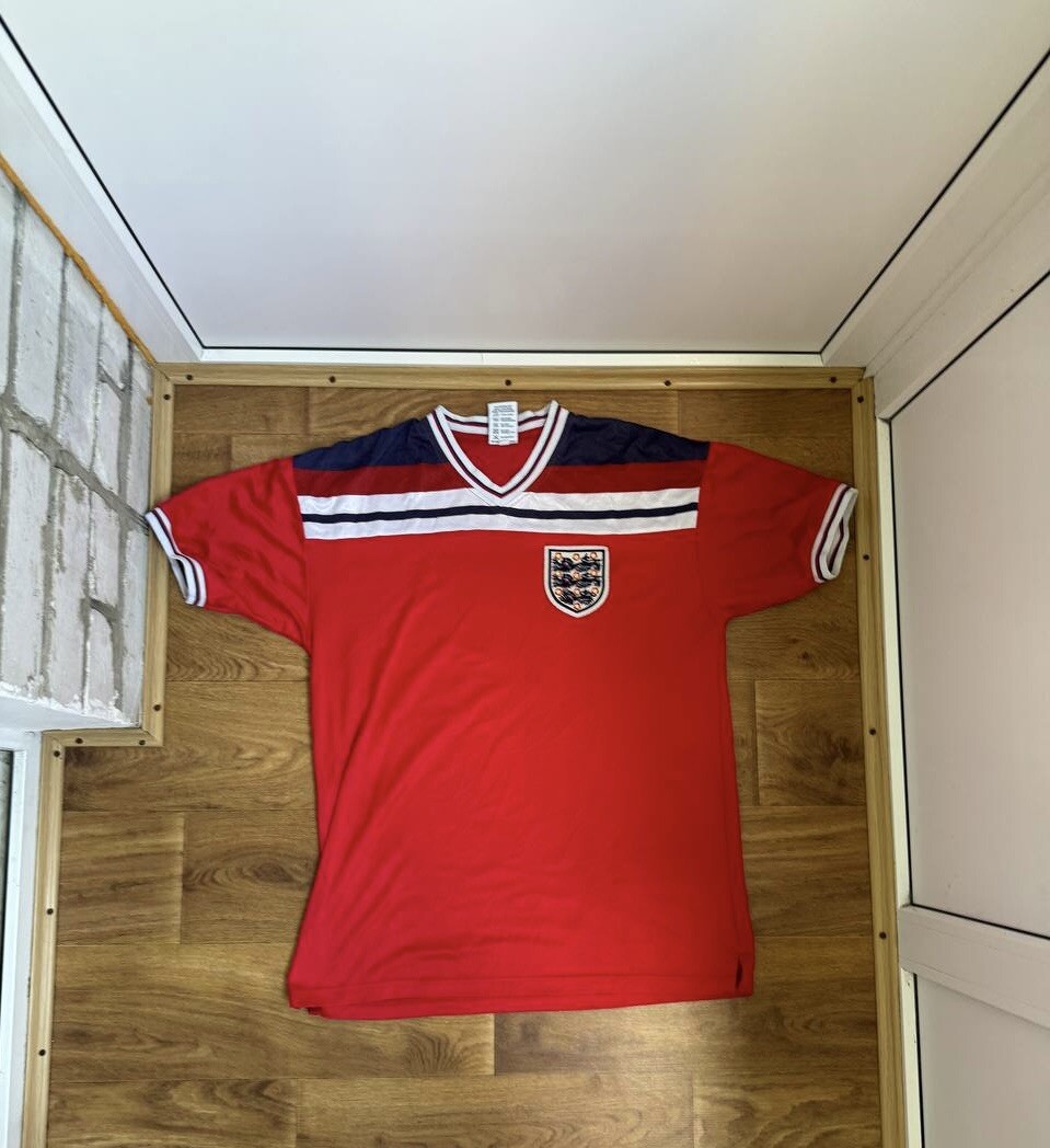 England Football Shirt Red 1990 1993 Score Draw Remake Jersey XL block core