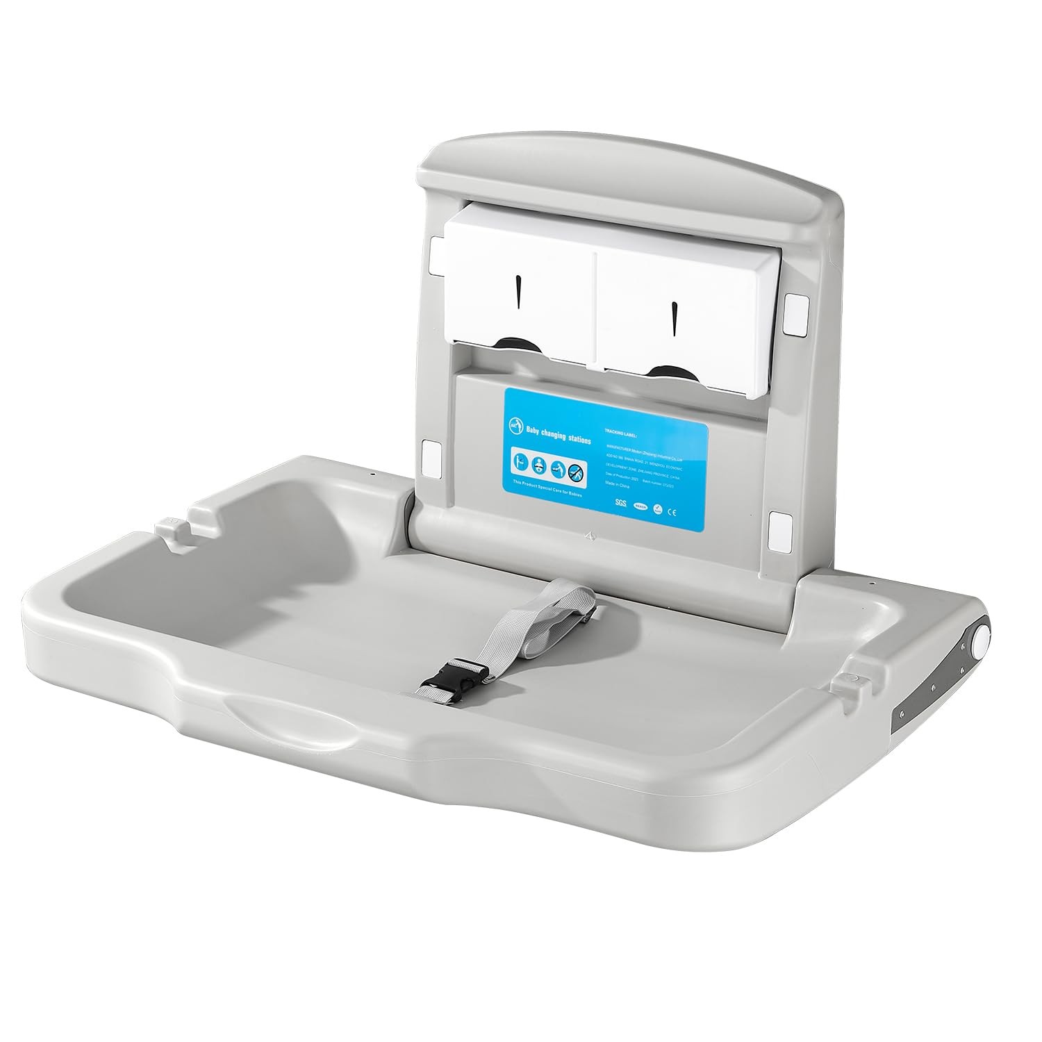 Fold-Down Baby Changing Diaper Station - Horizontal Wall Mounted, Sturdy & Du...